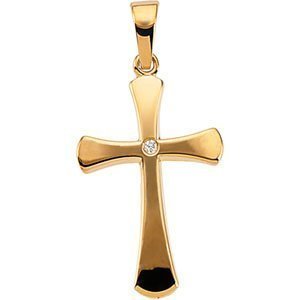 14K Yellow Gold CROSS W DIAMOND