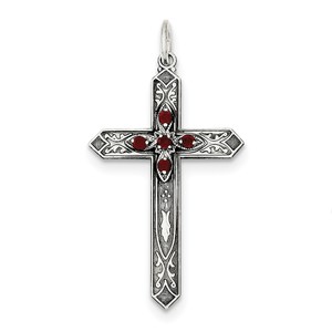 Sterling Silver January Birthstone Cross Pendant