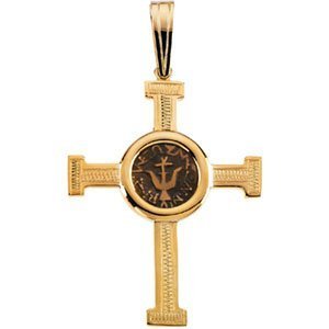 14K Yellow Gold CROSS PENDANT W DESIGN