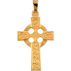 14K Yellow Gold FANCY CELTIC CROSS PENDANT