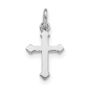 Sterling Silver RH Plated Child  s Polished Cross Pendant