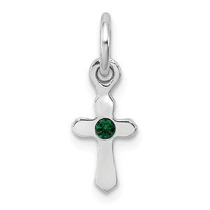 Sterling Silver RH Plated Child  s Preciosca Crystal May Cross Pendant