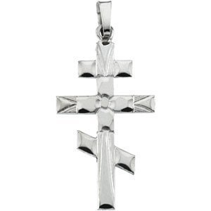 14K White Gold ORTHODOX CROSS PENDANT