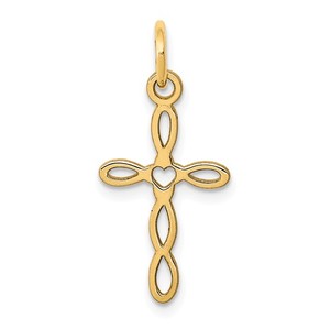14K Laser Designed Cross Charm