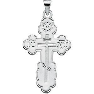 14K White Gold DIE STRUCK ORTHODOX CROSS PENDANT
