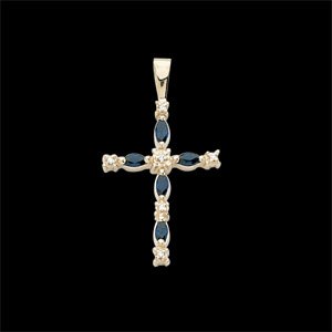 CROSS PENDANT W SAPPHIRE AND DIAMONDS  s R41009S