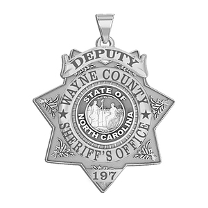 Personalized North Carolina 7 Point Star Sheriff Badge with Rank  Number   Dept 