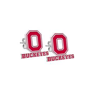 Pair Of Color Enamel Ohio State Buckeye O Earrings
