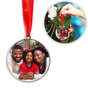 Stainless Steel Round Photo Engraved Ornament