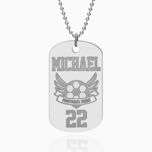 Stainless Steel Personalized Name  Number and Your Team Logo Dog Tag with Chain