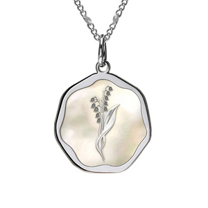 Personalized Birth Flower Heptagon Necklace
