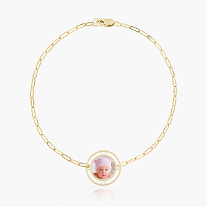 Round Pendant with Open Border Paperclip Bracelet