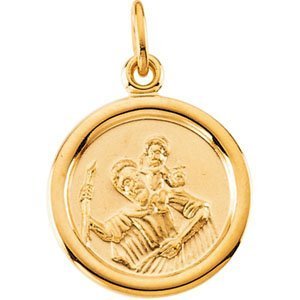 14K Gold Saint Christopher Religious Medal