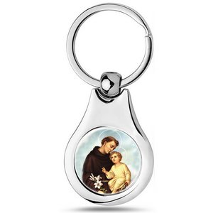 Stainless Steel Color Saint Anthony Keychain