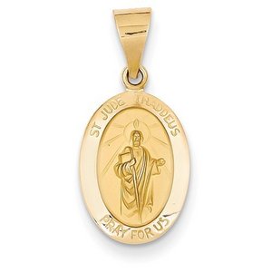 14k Gold Saint Jude Thaddeus Hollow Oval Charm
