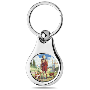 Stainless Steel Color Saint Lazarus Keychain