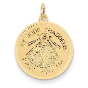 14k Yellow Gold Saint Jude Thaddeus Round Charm