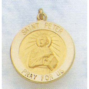 14K Gold Saint Peter the Apostle Religious Medal