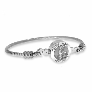 Stainless Steel Saint Mark Bangle Bracelet