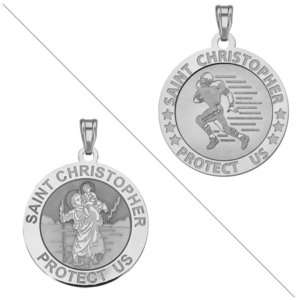 Football   Saint Christopher Doubledside Sports Religious Medal  EXCLUSIVE 