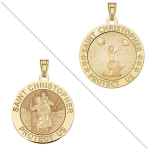 Cheerleader   Saint Christopher Doubledside Sports Religious Medal  EXCLUSIVE 