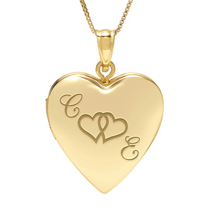Yellow Gold Together Forever Heart Photo Locket