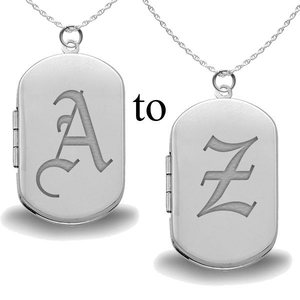 Old English Initial Dog Tag Photo Locket