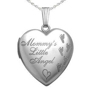 Mommys Little Angel  Heart Photo Locket