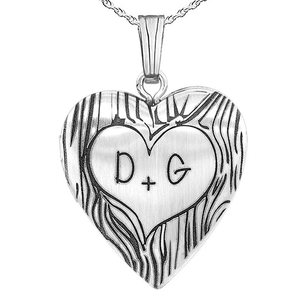 Couples Tree Carving Heart Photo Locket