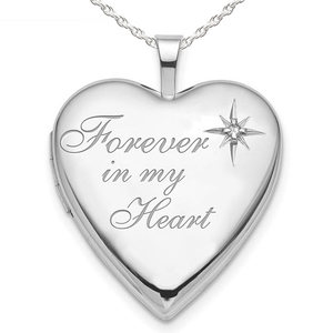 Diamond Forever In My Heart Heart Photo Locket