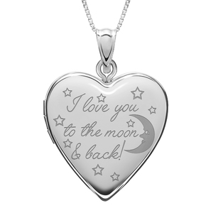 To The Moon   Back  Heart Photo Locket