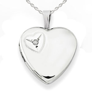 Cubic Zirconia Heart Photo Locket