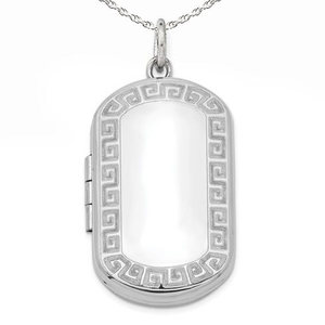 Greek Key Dog Tag Photo Locket