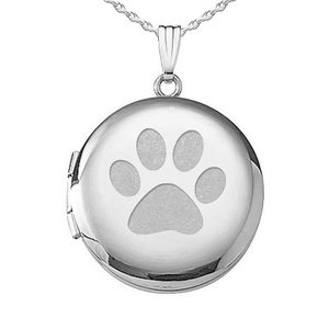 Dog Paw Print Round Photo Locket