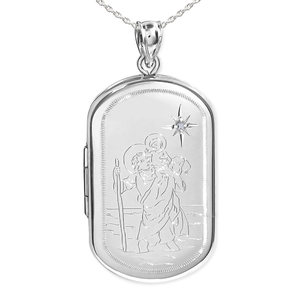 Saint Christopher Dog Tag Photo Locket