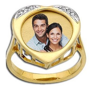 Heart Photo Ring With Diamonds
