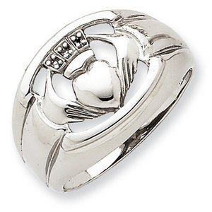 14k White Gold  01ct  Diamond and Onyx Men s Claddagh Ring Mounting