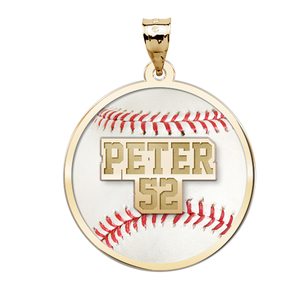 Color Enameled Baseball Pendant with Name   Number