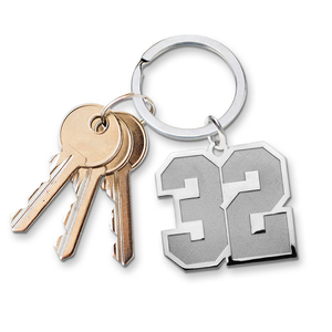 Sterling Silver Number w  Stainless Steel Keychain Loop