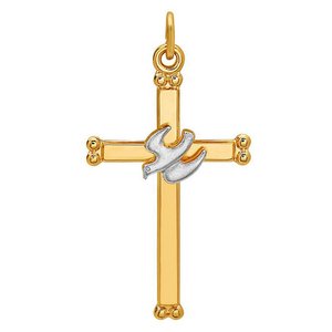 Sterling Silver Two Tone Cross w  Dove