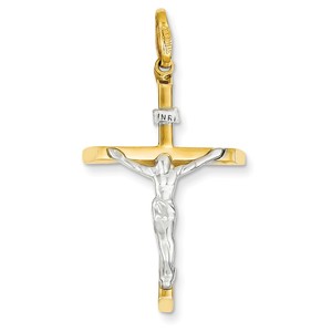 14k Two tone Crucifix Pendant