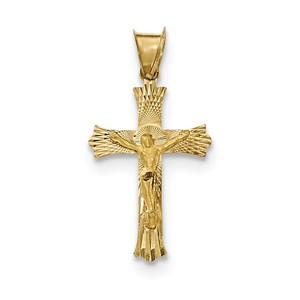 14k Polished Satin and D C Crucifix Pendant