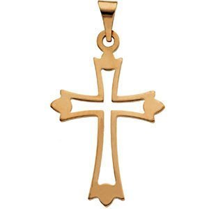 14K Yellow Or White Gold Cross Pendant