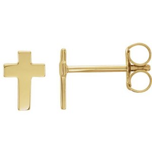 14K Yellow Gold or White Gold  Cross Earrings
