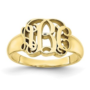 Personalized Vine Script Cut Out Monogram Signet Ring