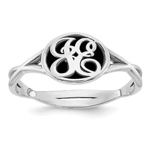 Personalized Vine Script Cut Out Monogram Signet Ring