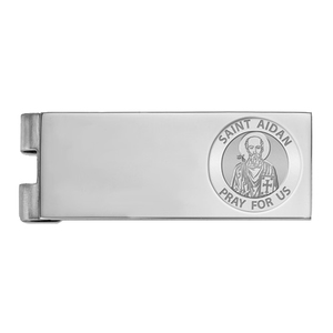 Stainless Steel Engravable Saint Aidan Money Clip