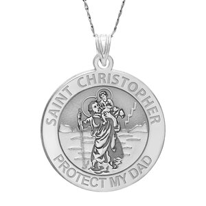 Saint Christopher Protect My Dad Religious Round Medal
