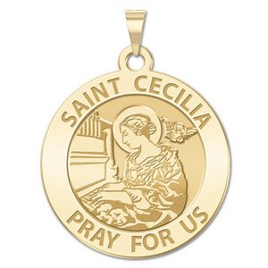 Saint Cecilia Round Religious Medal  Piano Organ     EXCLUSIVE 