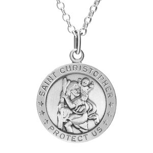 Sterling Silver Saint Christopher Medal w  20 inch chain